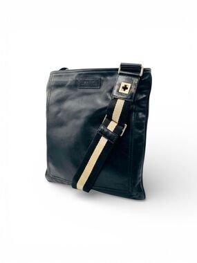 Bally Switzerland Black Leather Crossbody – Heritage Web Strap